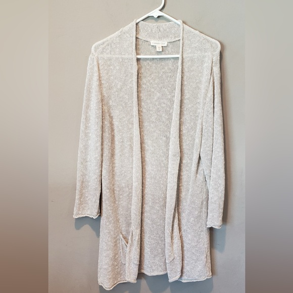 Coldwater Creek  Cream Open Front Cardigan 44%linen 30% cotton 13% rayon - Picture 1 of 3